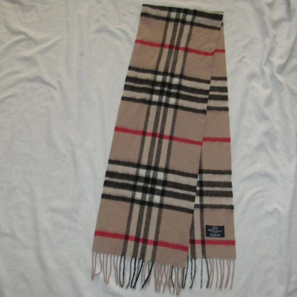 Ballantrae Edinburgh 100% Lambswool Scarf Nova Check Tan Black Red Plaid